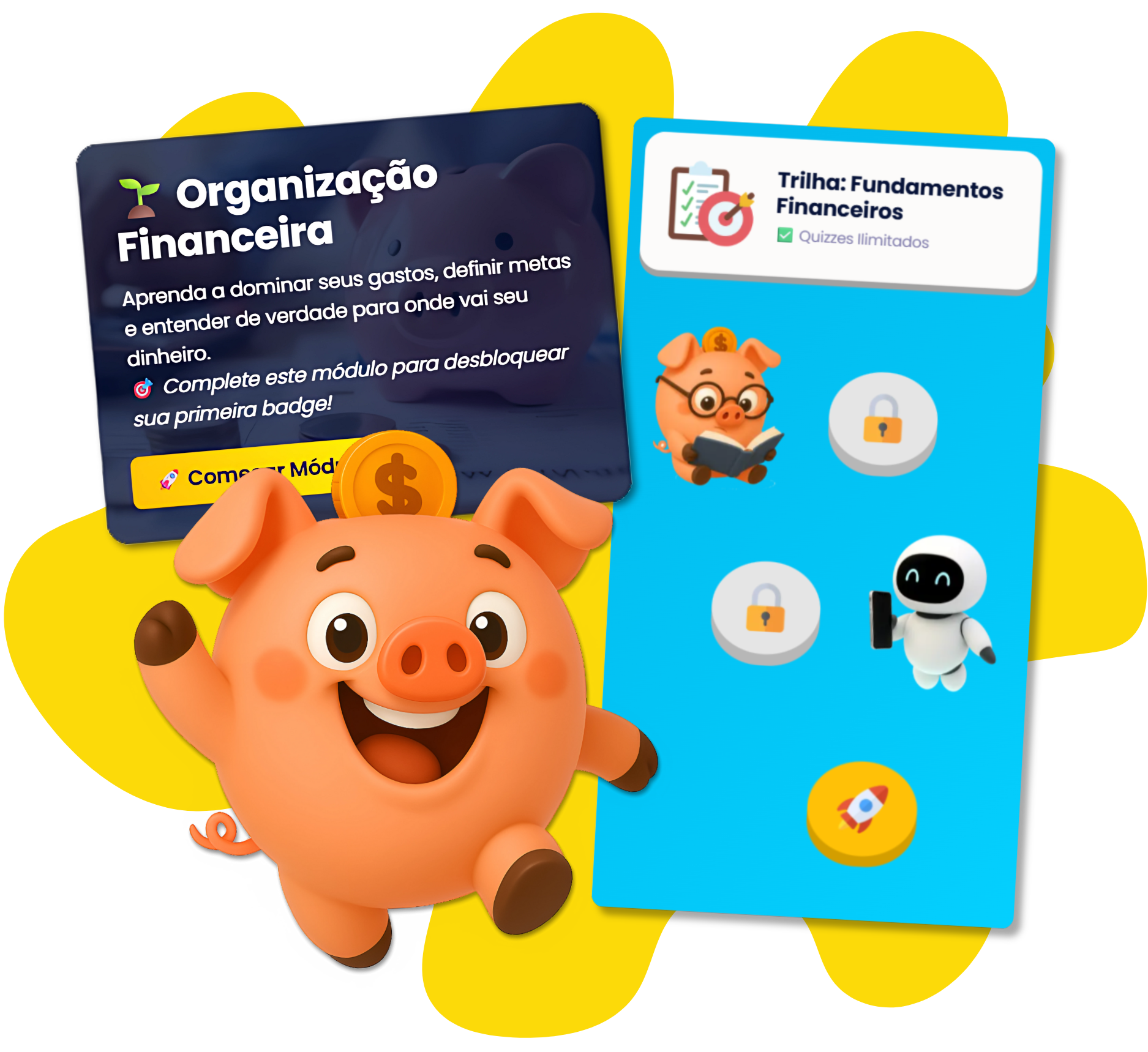 Ilustração das trilhas de aprendizado gamificadas da SIA Educação